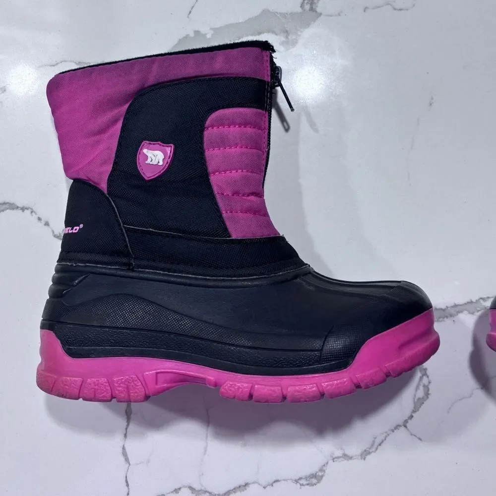 Arctic Shield | Girls Pink Black Padded Winter Snow Boots Size 12 Toddler